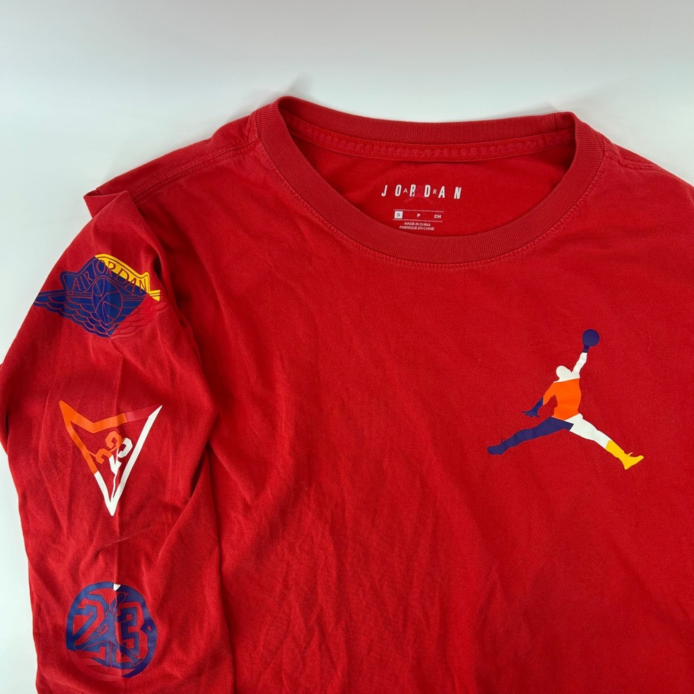 Jordan Long Sleeve T-Shirt Mens Small Red Graphic Jumpman Flight Tee